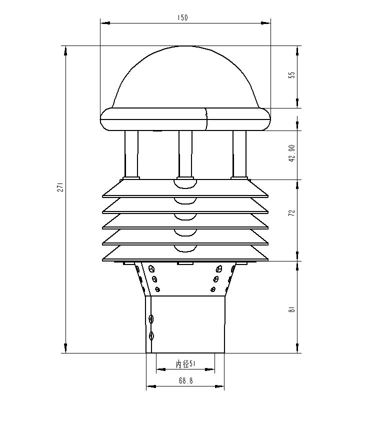 太陽能光伏電站環(huán)境監(jiān)測儀產品尺寸圖